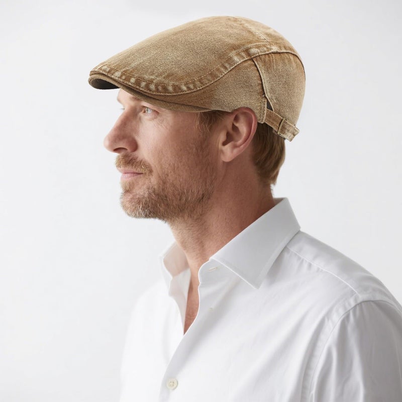 PTDTSHOU Newsboy Cap for Men Adjustable Flat Ivy Gatsby Cabbie Driving Hat Breathable Denim Cotton Golf Cap - Image 2